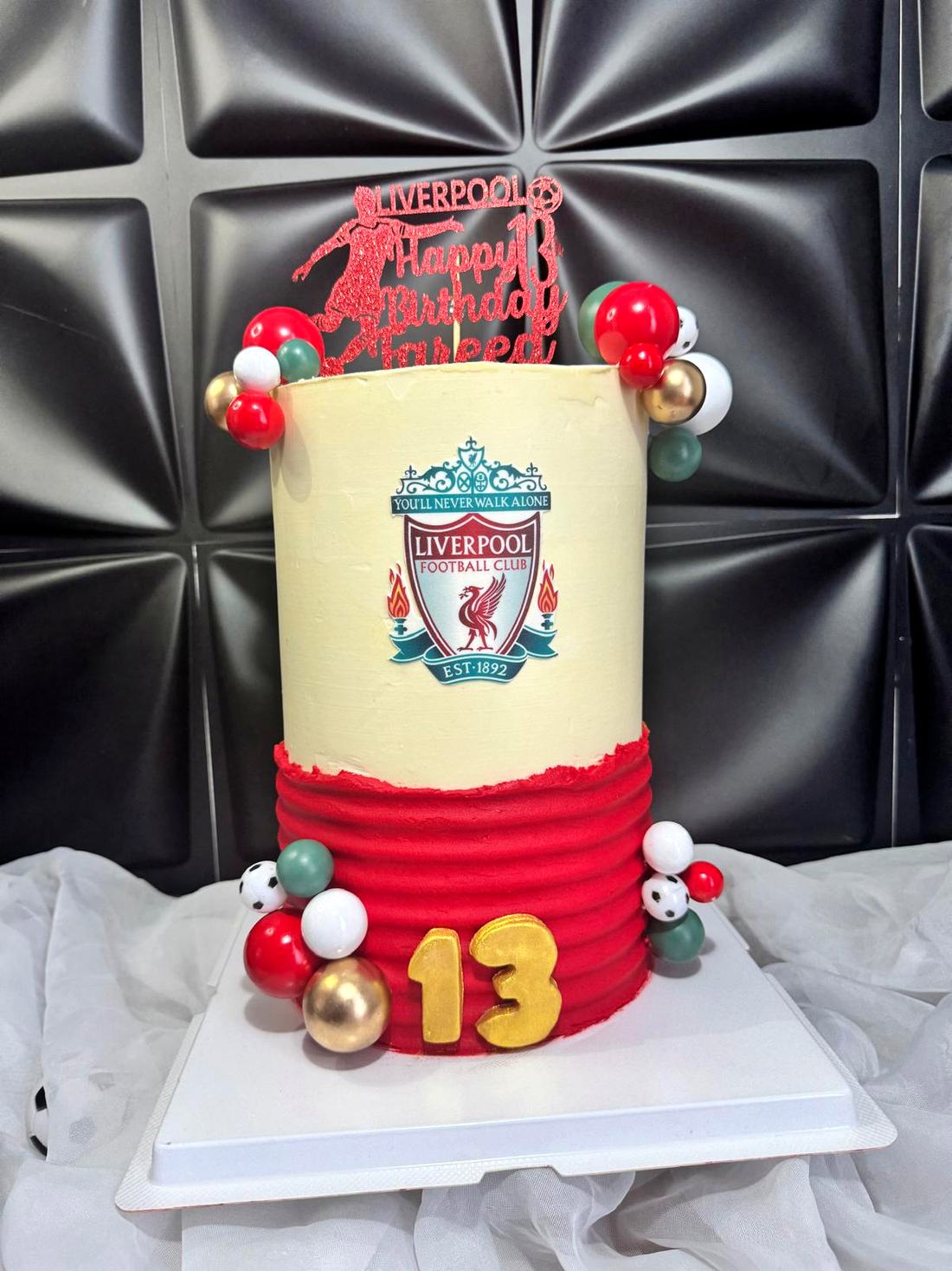 Football themed thirteenth birthday cake