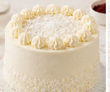 Coconut & Raspberry Cake finished in buttercream